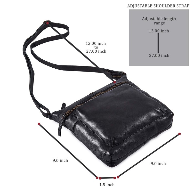 Cochoa Real Leather Purse for Women Crossbody Bag Travel Shoulder Handbag Small Vintage Pocketbook (Black Washed Vintage) - Image 4